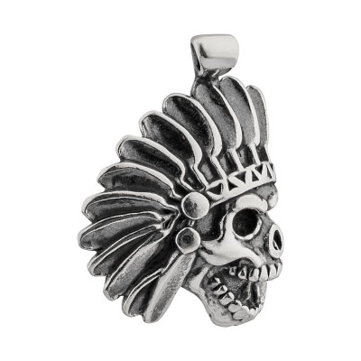 Charm / Anhänger 925 Silber Totenkopf Indianer Häuptling (einseitig bearbeitet)